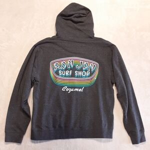 Ron Jon Surf Shop Mens Cozumel Gray Speckled Hoodie Multicolor Retro Logo 2XL